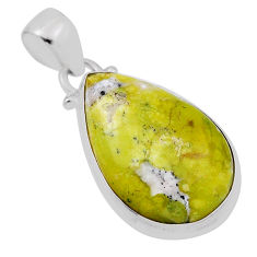 12.12cts natural yellow lizardite (meditation stone) 925 silver pendant n29207