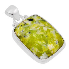 14.90cts natural yellow lizardite (meditation stone) 925 silver pendant n29209