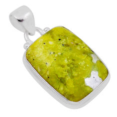 13.15cts natural yellow lizardite (meditation stone) 925 silver pendant n29210