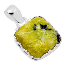10.18cts natural yellow lizardite (meditation stone) 925 silver pendant n29220