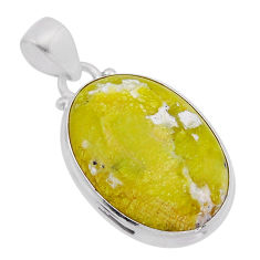 13.34cts natural yellow lizardite (meditation stone) 925 silver pendant n51326