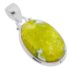 13.42cts natural yellow lizardite (meditation stone) 925 silver pendant n51336