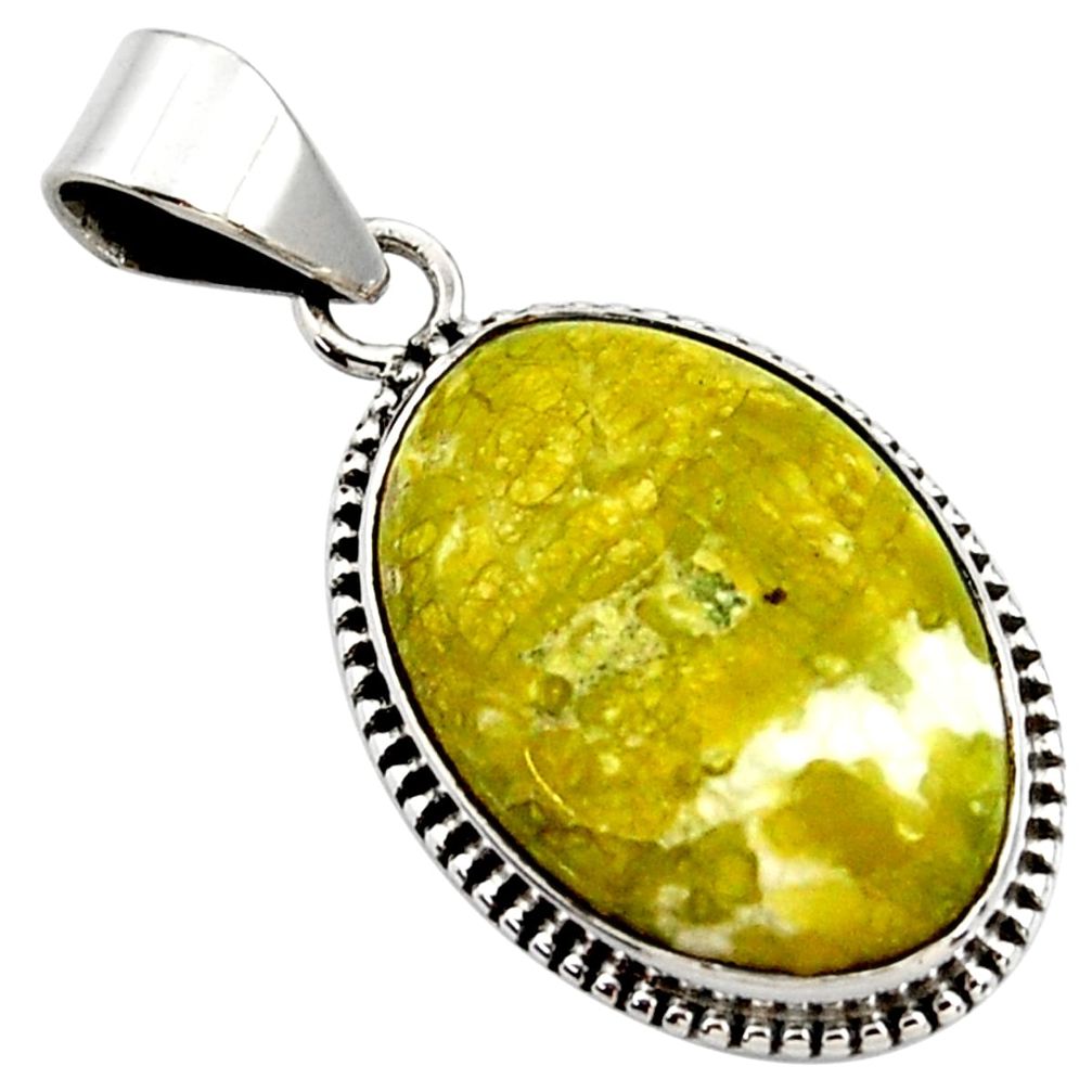 16.20cts natural yellow lizardite (meditation stone) 925 silver pendant r27725