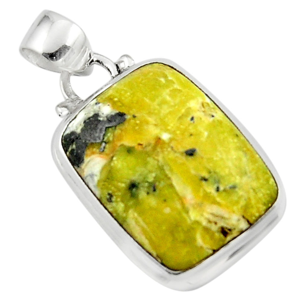 14.35cts natural yellow lizardite (meditation stone) 925 silver pendant r46381