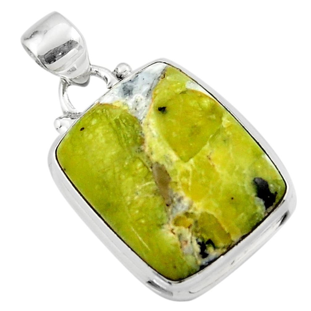 15.38cts natural yellow lizardite (meditation stone) 925 silver pendant r46386