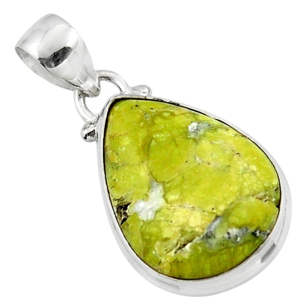 11.20cts natural yellow lizardite (meditation stone) 925 silver pendant r46390