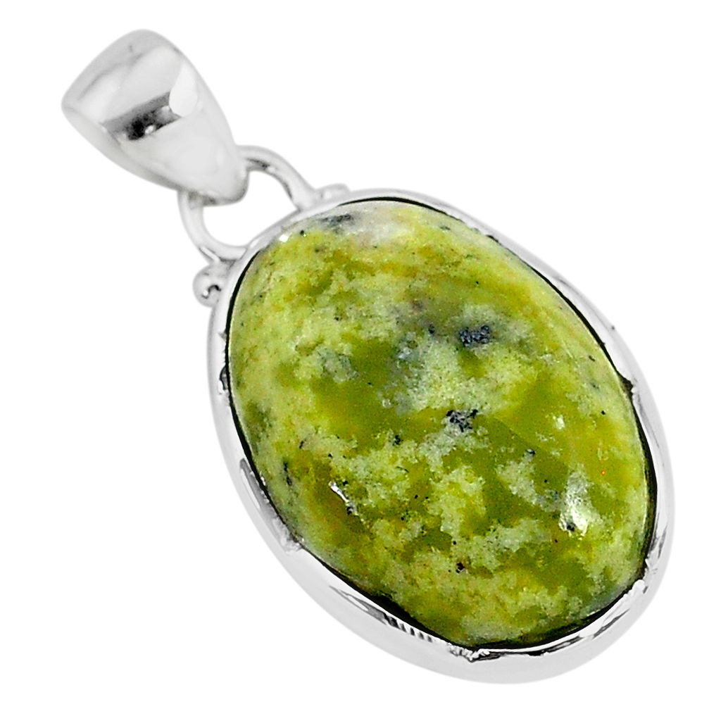 13.70cts natural yellow lizardite (meditation stone) 925 silver pendant r94655