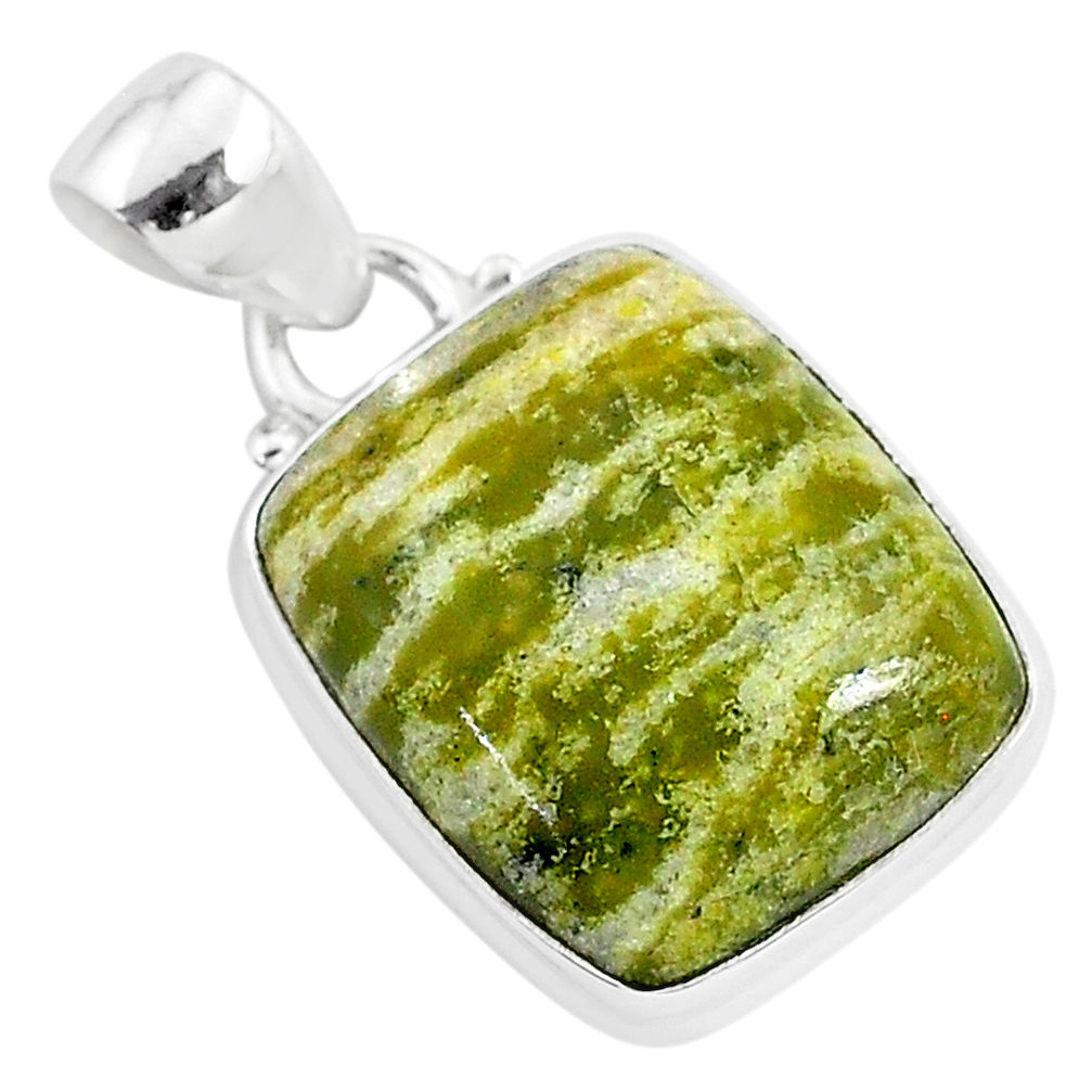 11.57cts natural yellow lizardite (meditation stone) 925 silver pendant r94657