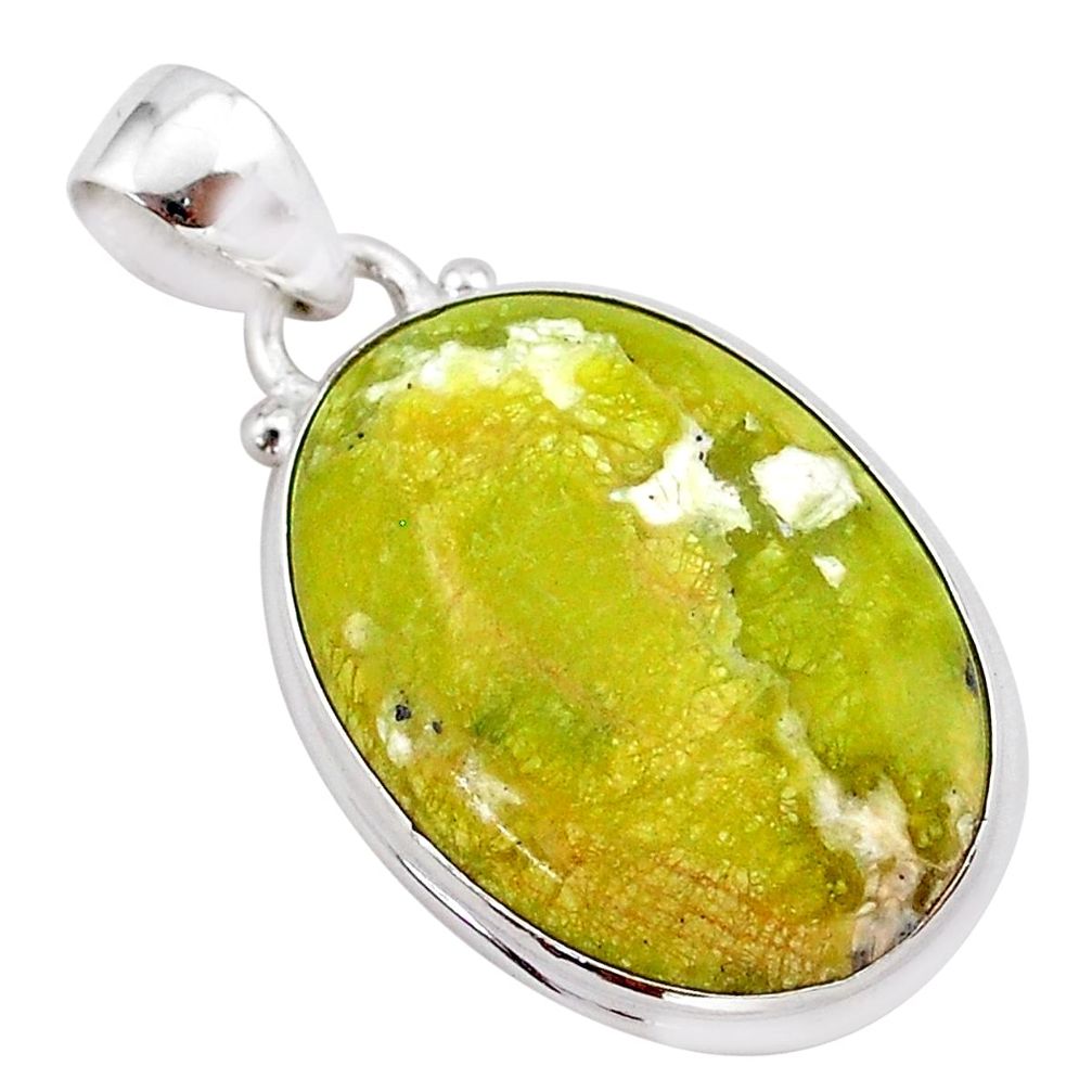 14.68cts natural yellow lizardite (meditation stone) 925 silver pendant t38500