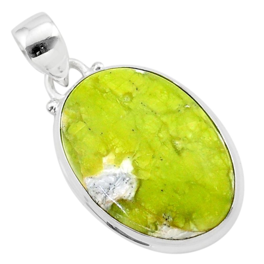 14.68cts natural yellow lizardite (meditation stone) 925 silver pendant t38502