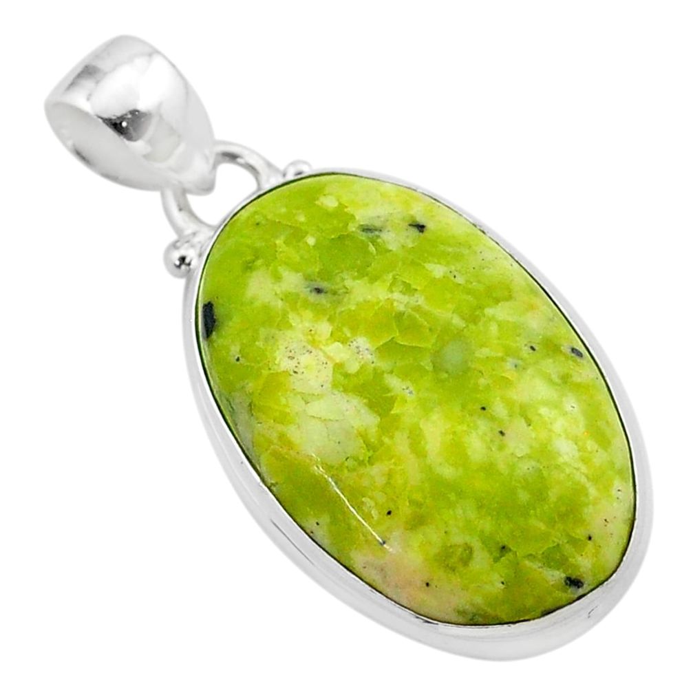 16.73cts natural yellow lizardite (meditation stone) 925 silver pendant t38534