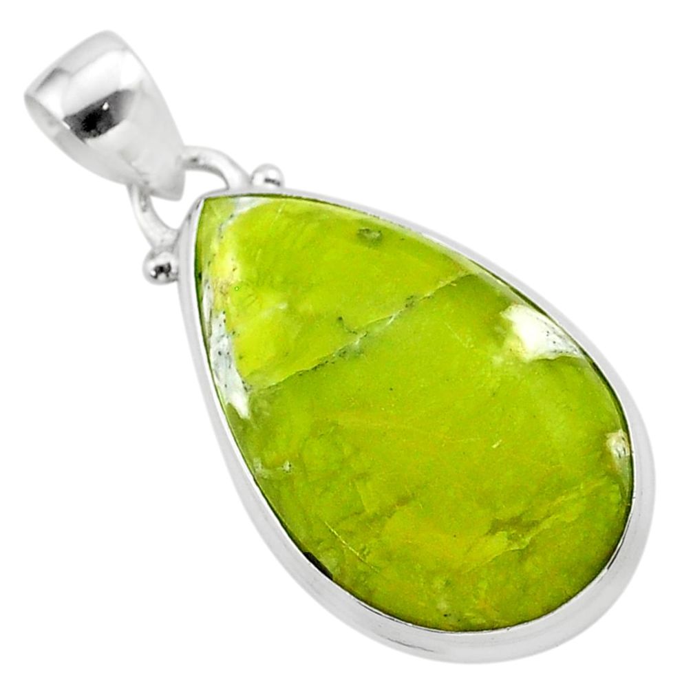 14.68cts natural yellow lizardite (meditation stone) 925 silver pendant t38537