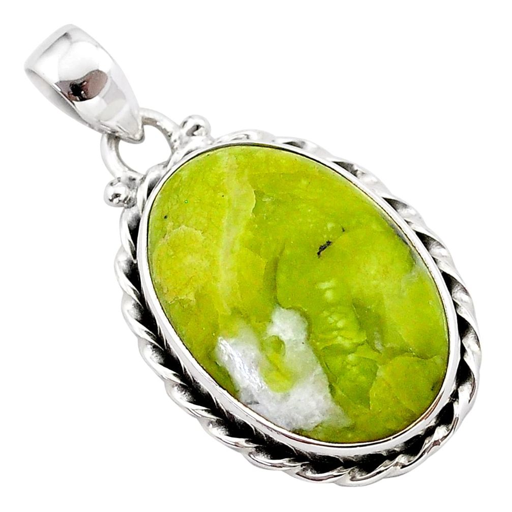 14.23cts natural yellow lizardite (meditation stone) 925 silver pendant t38667