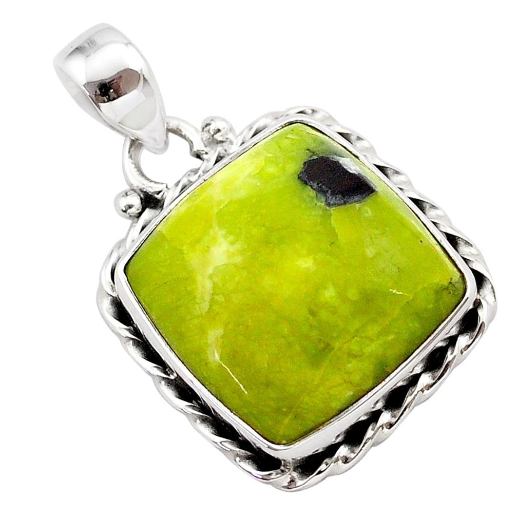 15.70cts natural yellow lizardite (meditation stone) 925 silver pendant t38668