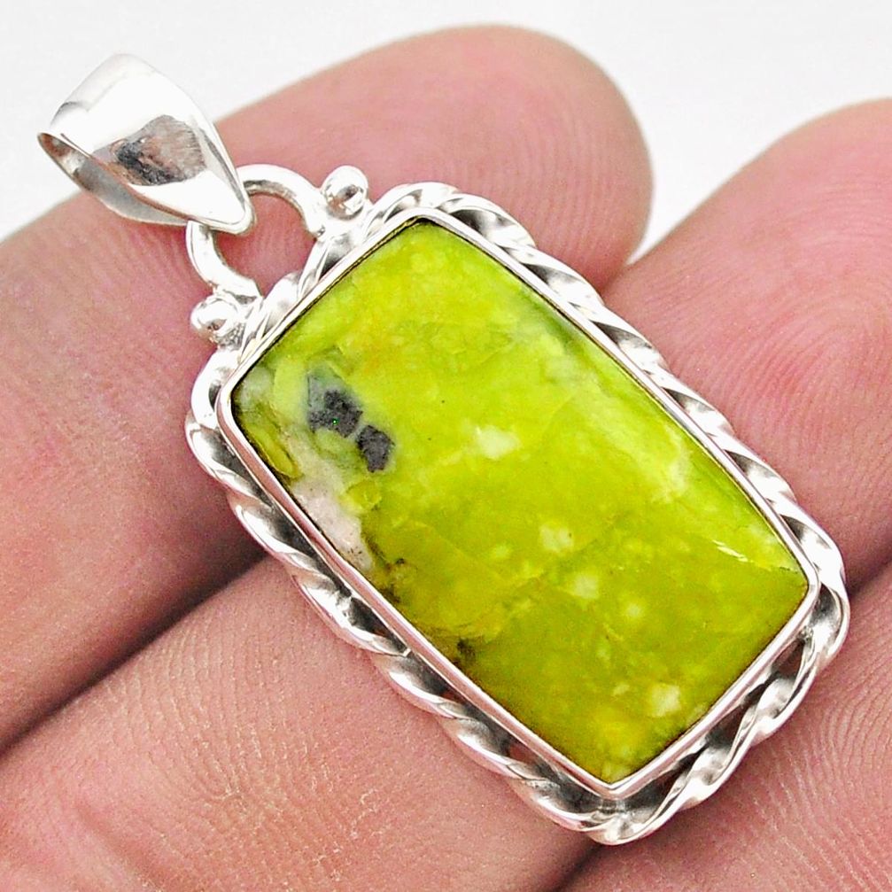 14.18cts natural yellow lizardite (meditation stone) 925 silver pendant t38700