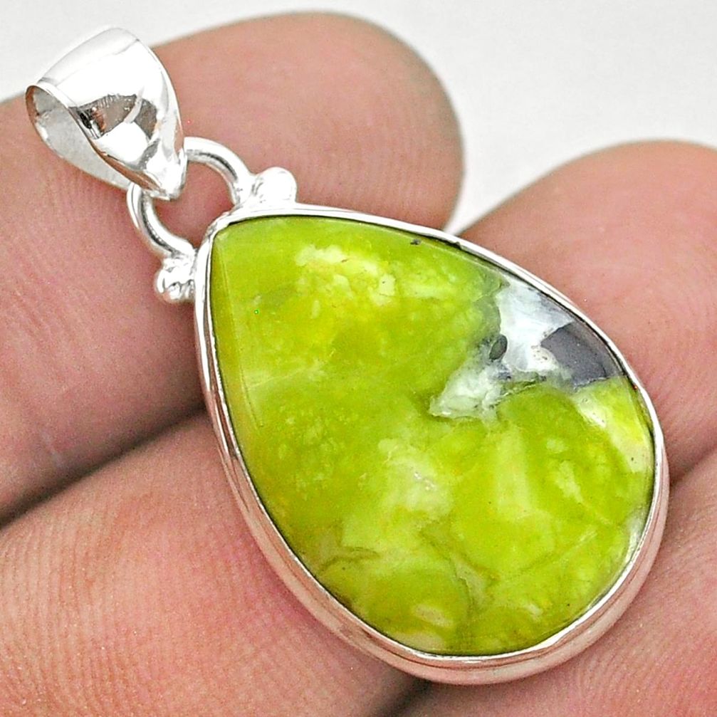 13.15cts natural yellow lizardite (meditation stone) 925 silver pendant t42607