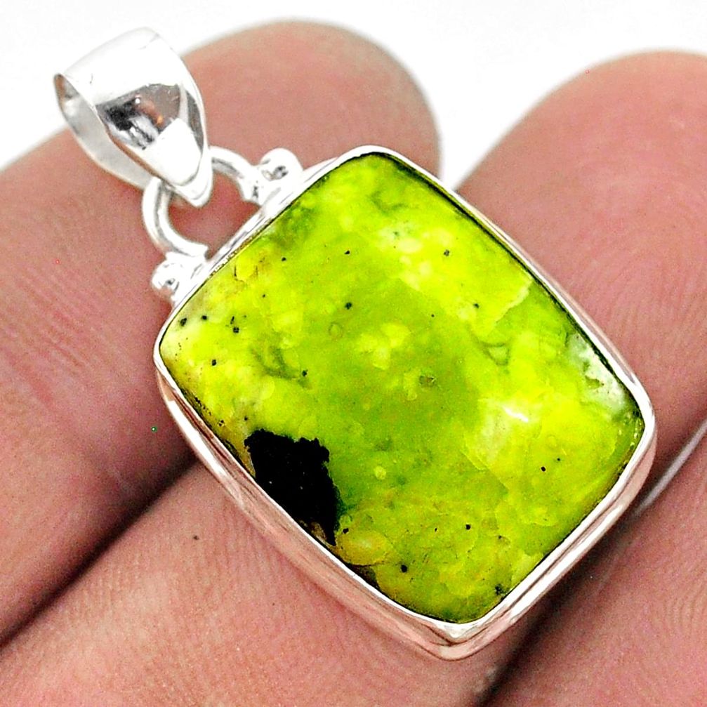 13.10cts natural yellow lizardite (meditation stone) 925 silver pendant t42660