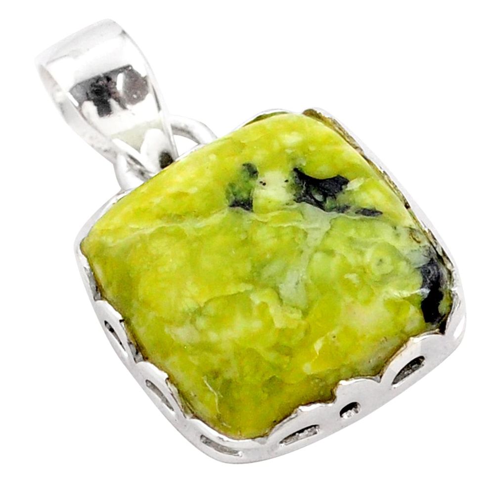 11.20cts natural yellow lizardite (meditation stone) 925 silver pendant t77619