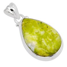 13.99cts natural yellow lizardite (meditation stone) 925 silver pendant y47164