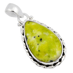 12.55cts natural yellow lizardite (meditation stone) 925 silver pendant y47604