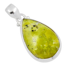 13.94cts natural yellow lizardite (meditation stone) 925 silver pendant y47620