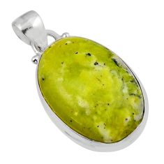 13.15cts natural yellow lizardite (meditation stone) 925 silver pendant y47621