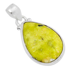 12.62cts natural yellow lizardite (meditation stone) 925 silver pendant y52549