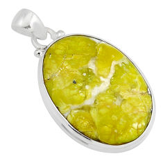 18.31cts natural yellow lizardite (meditation stone) 925 silver pendant y52691