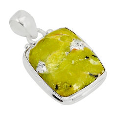 13.56cts natural yellow lizardite (meditation stone) 925 silver pendant y55516