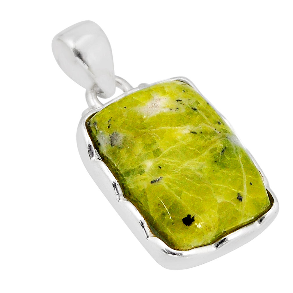 15.03cts natural yellow lizardite (meditation stone) 925 silver pendant y70764