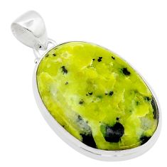 19.27cts natural yellow lizardite (meditation stone) oval silver pendant u89230