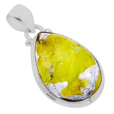 12.05cts natural yellow lizardite (meditation stone) pear silver pendant n51337