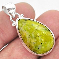 13.15cts natural yellow lizardite (meditation stone) pear silver pendant t42625