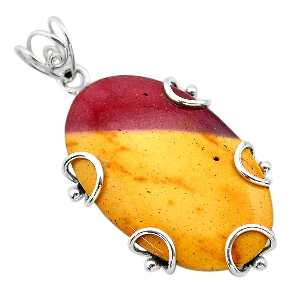 23.95cts natural yellow mookaite 925 sterling silver pendant jewelry t31781