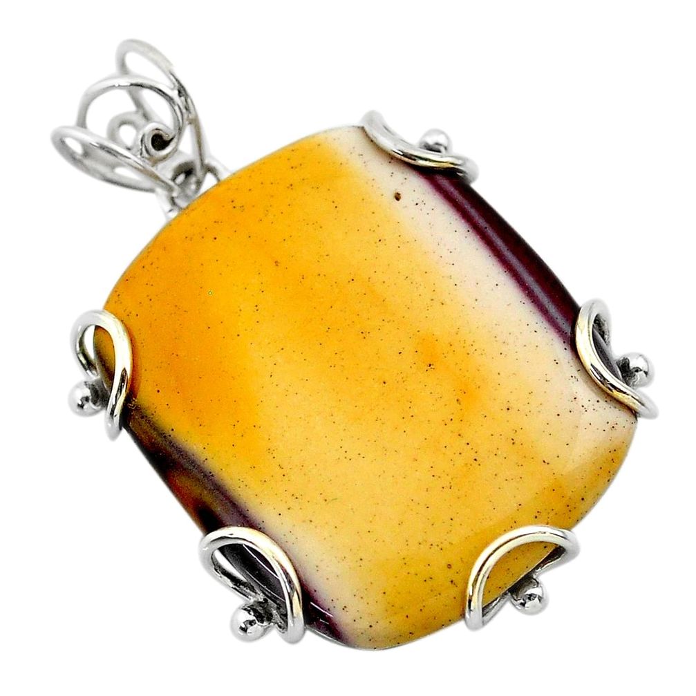 31.99cts natural yellow mookaite 925 sterling silver pendant jewelry t31788