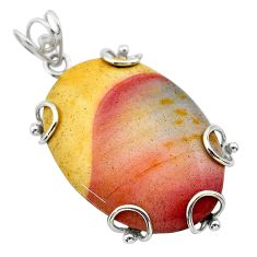 31.52cts natural yellow mookaite 925 sterling silver pendant jewelry t31799