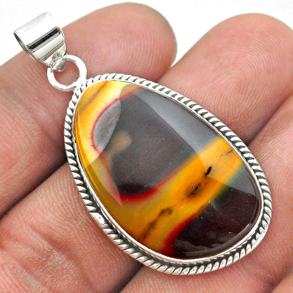 20.88cts natural yellow mookaite 925 sterling silver pendant jewelry t53773