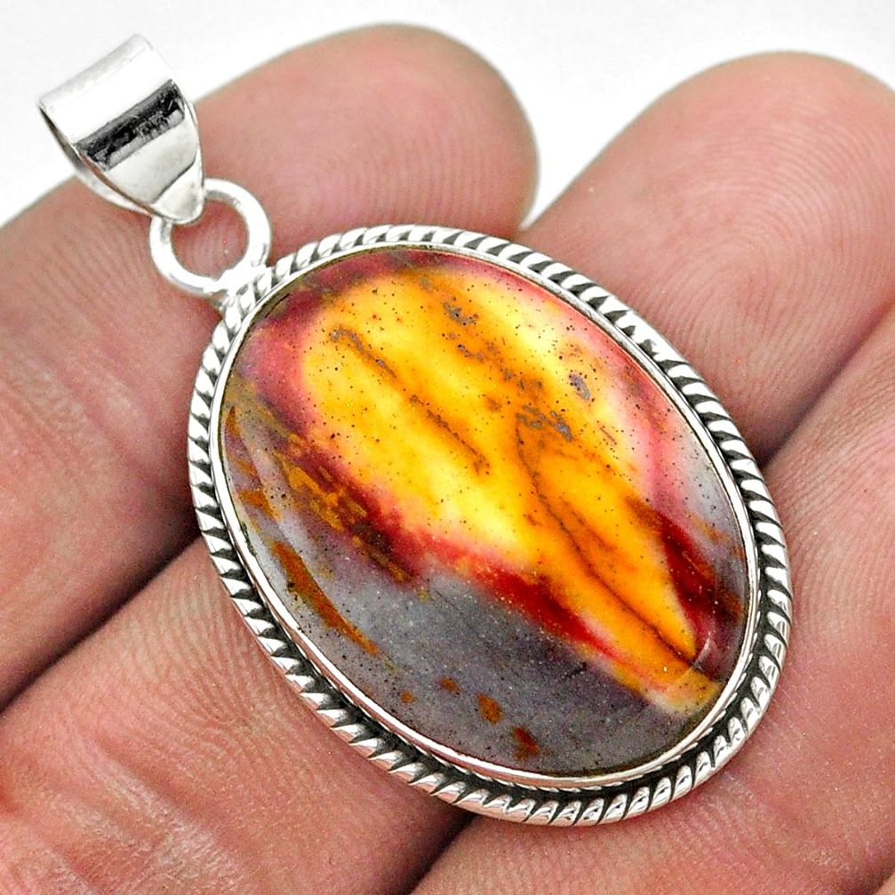 17.18cts natural yellow mookaite 925 sterling silver pendant jewelry t53777