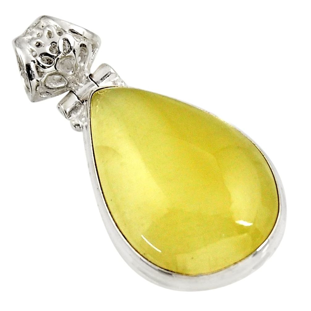 18.15cts natural yellow olive opal 925 sterling silver pendant jewelry d39301