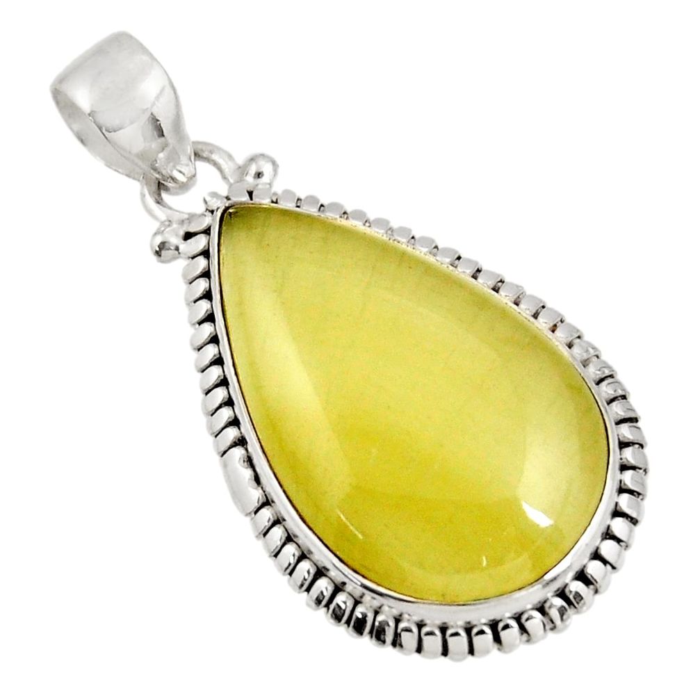 19.68cts natural yellow olive opal 925 sterling silver pendant jewelry d39303