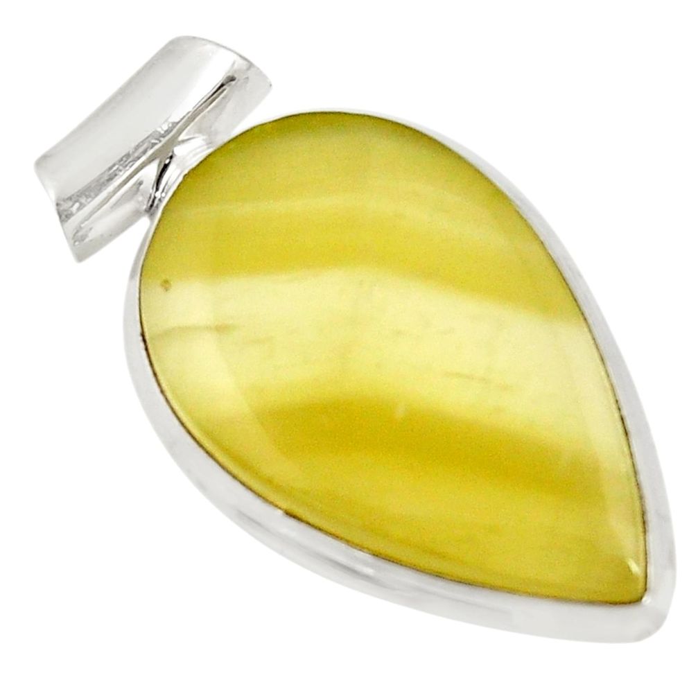 19.20cts natural yellow olive opal 925 sterling silver pendant jewelry d39305