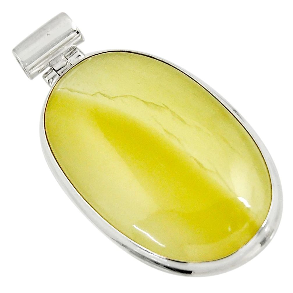 37.13cts natural yellow olive opal 925 sterling silver pendant jewelry d39311