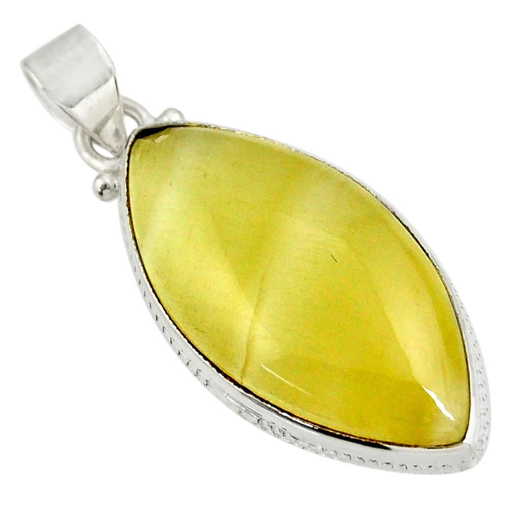 19.45cts natural yellow olive opal 925 sterling silver pendant jewelry d39312