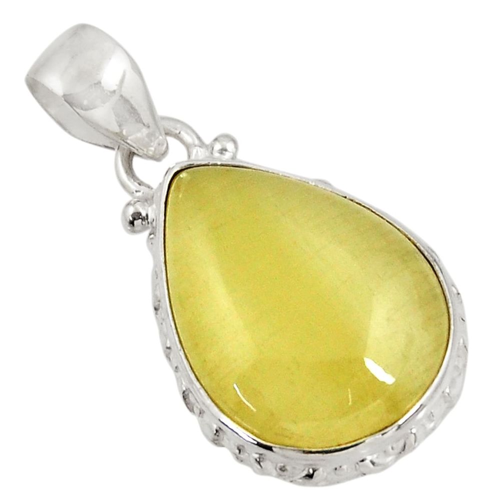 14.12cts natural yellow olive opal 925 sterling silver pendant jewelry d39314