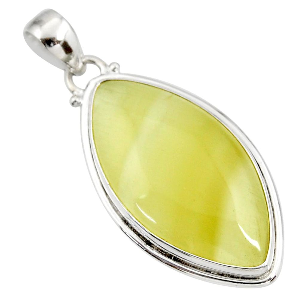 22.59cts natural yellow olive opal 925 sterling silver pendant jewelry d41401