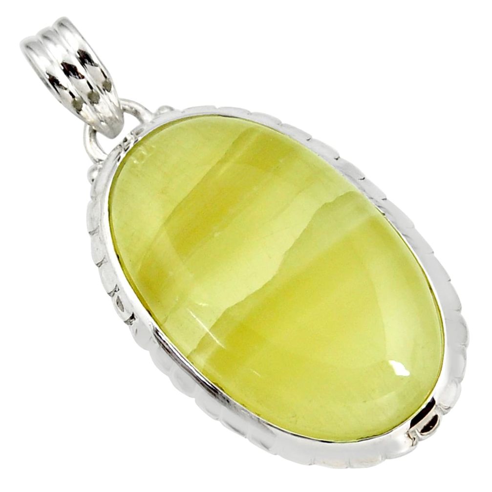  yellow olive opal 925 sterling silver pendant jewelry d41402