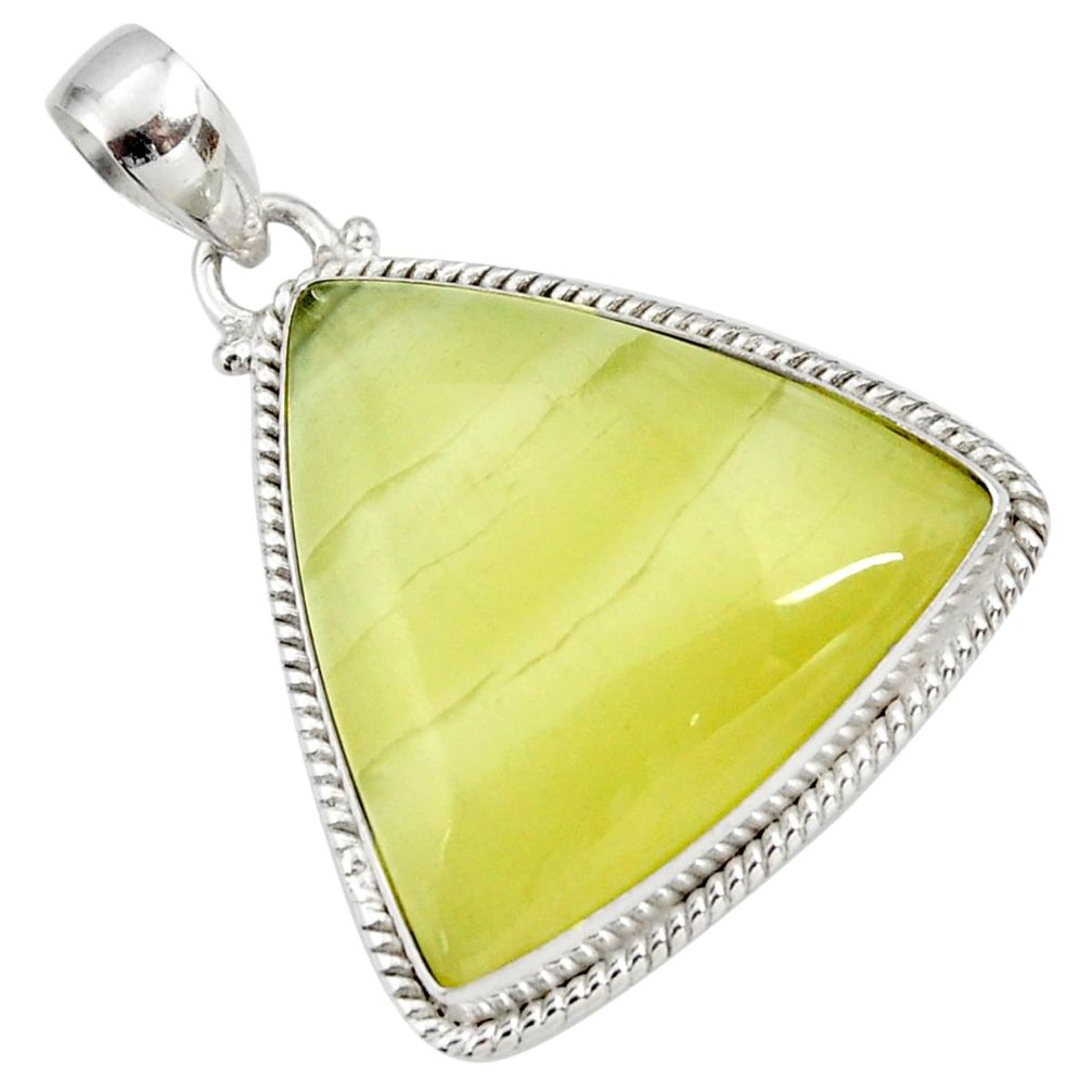 27.64cts natural yellow olive opal 925 sterling silver pendant jewelry d41411