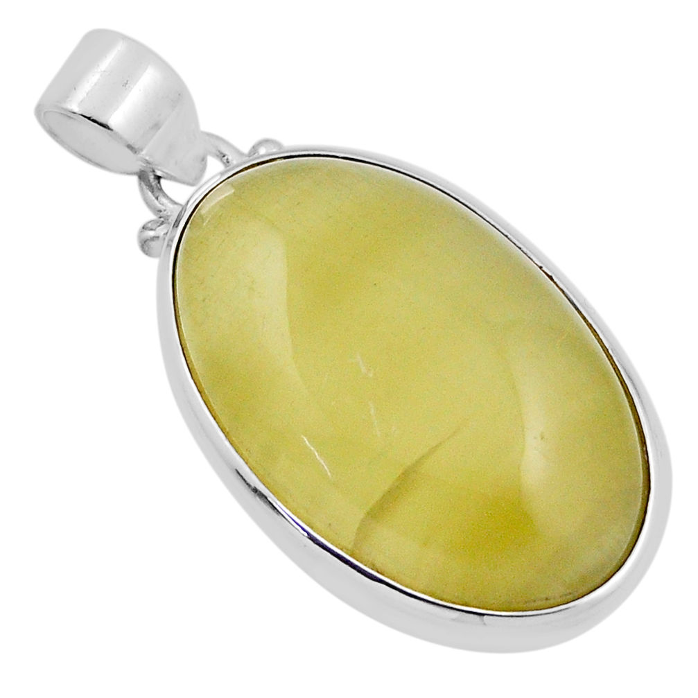 21.48cts natural yellow olive opal 925 sterling silver pendant jewelry n24719