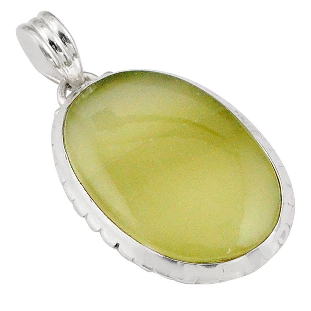 27.70cts natural yellow olive opal 925 sterling silver pendant jewelry t95081