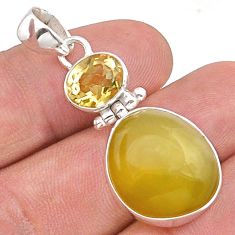 14.50cts natural yellow olive opal citrine 925 sterling silver pendant d49195